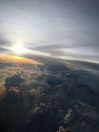 Aerial view of cloudscape against sky during sunset