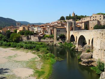 Bridge over river against clear sky