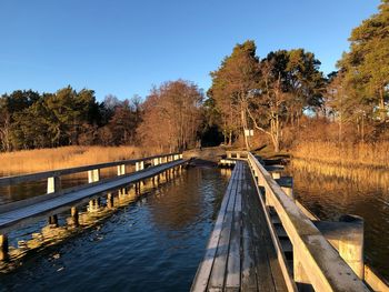 Scenic view of lake against clear sky