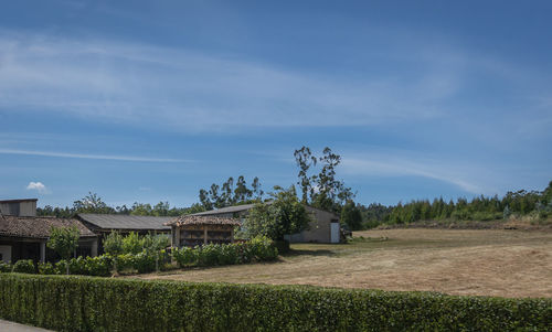 House on field against sky