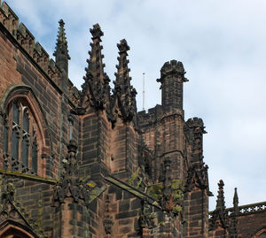 Low angle view of old building against sky