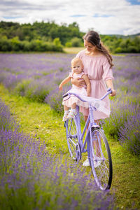 Bicycle parked on field