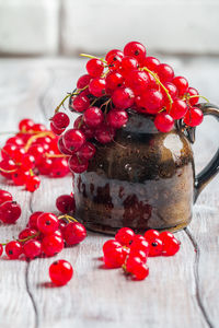 Close-up of red berries on table