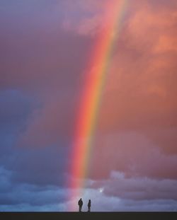 Scenic view of rainbow over sea against sky