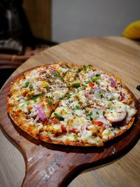 Close-up of pizza on table