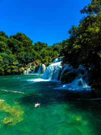 Scenic view of waterfall