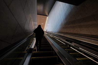 High angle view of escalator