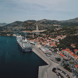 High angle view of boats in sea