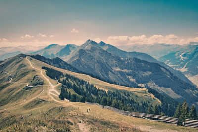 Scenic view of mountains against sky