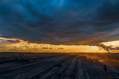 Scenic view of beach against sky during sunset