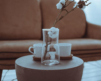 Close-up of coffee cup on table