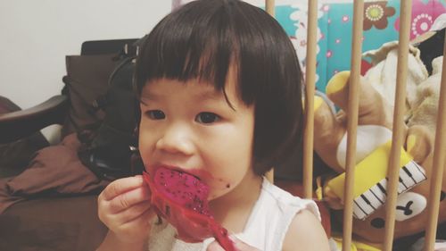 Portrait of cute girl holding ice cream