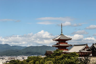 View of temple against cloudy sky