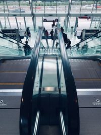 High angle view of escalator in airport
