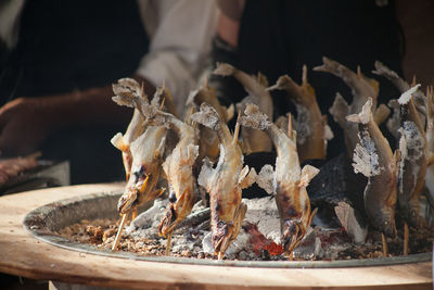 Close-up of seafood at concession stand