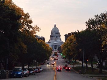 Road passing through a city