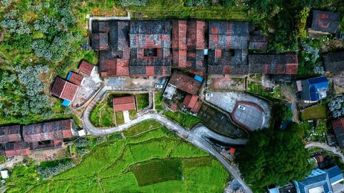 High angle view of old building