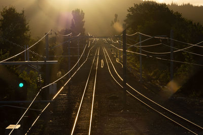 High angle view of railroad tracks against sky