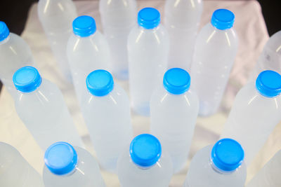 Close-up of blue bottles