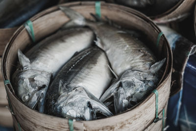 Close-up of fish for sale in market