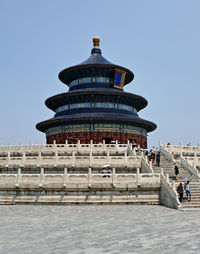 View of temple building against clear sky