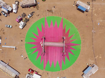 High angle view of multi colored building