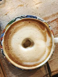 High angle view of coffee on table