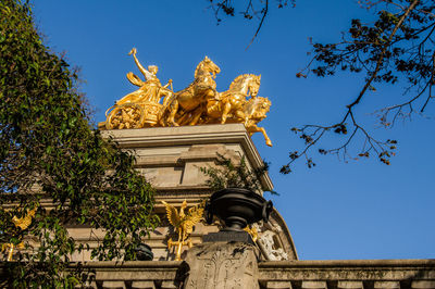 Low angle view of statue against clear sky
