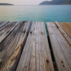 High angle view of pier over sea against sky