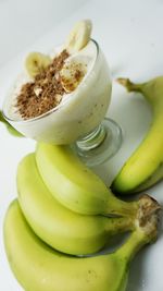 High angle view of bananas in bowl