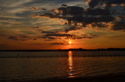 Scenic view of sunset over river