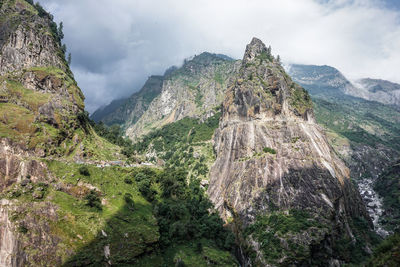 Panoramic view of landscape and mountains against sky