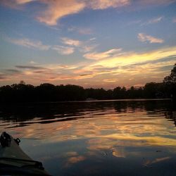 Scenic view of lake at sunset