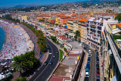 High angle view of city street