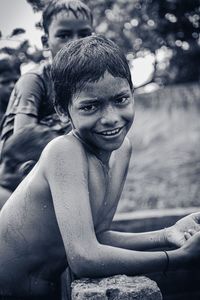 A beautiful village boy  smiling face portrait