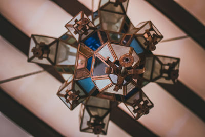 High angle view of electric lamp on table