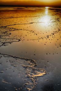 Scenic view of beach during sunset