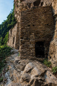 Low angle view of rock formations