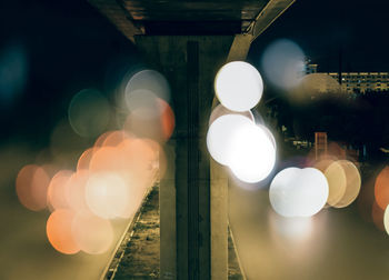 Defocused image of illuminated lights at night