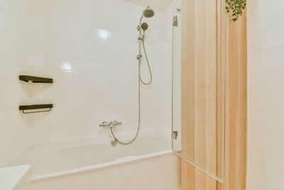 High angle view of sink in bathroom