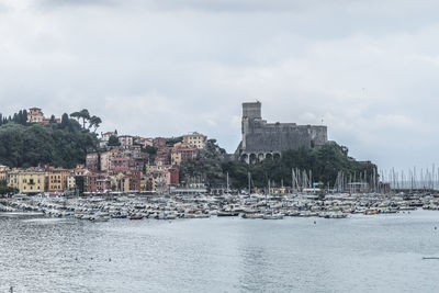 Lanscape of the seafront and the castle of lerici