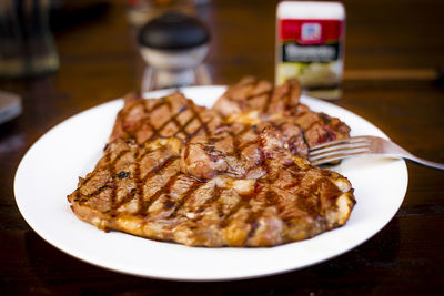 Close-up of meat on plate