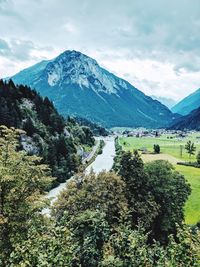 Scenic view of mountains against sky