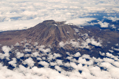 Panoramic view of volcanic landscape against sky