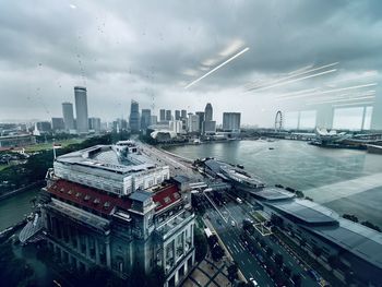 High angle view of cityscape against sky