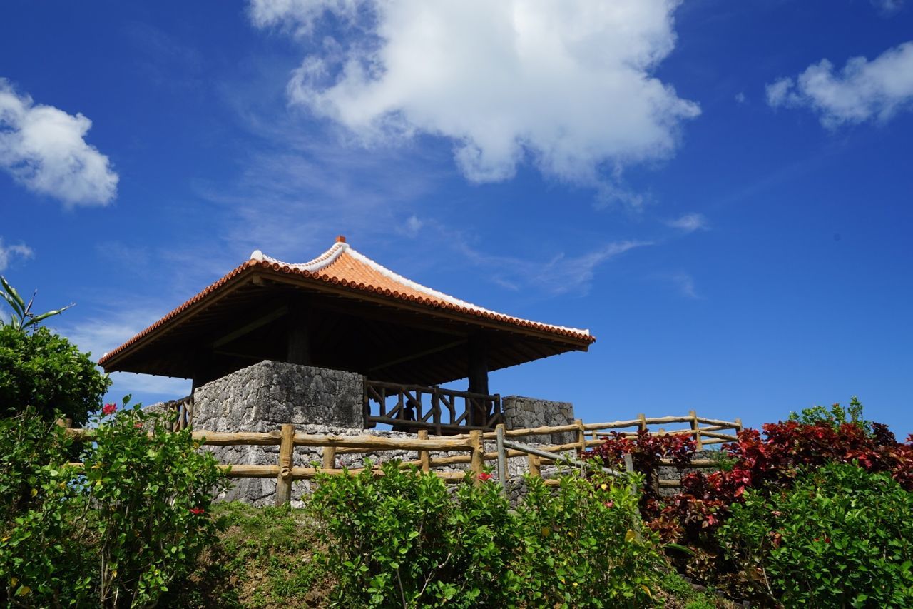 architecture, building exterior, built structure, house, sky, blue, roof, low angle view, tree, residential structure, plant, cloud, cloud - sky, growth, residential building, day, place of worship, outdoors, sunlight, no people