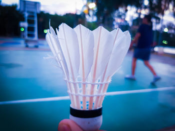 Close-up of hand holding umbrella