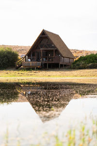 Scenic view of field against clear sky