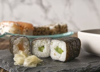 Close-up of food on table