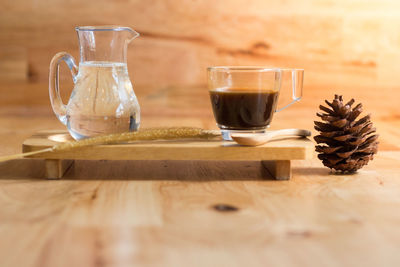 Close-up of coffee cup on table